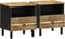 vidaXL - Nachtkastjes - 2 - st - 40x33x46 - cm - massief - ruw - mangohout - zwart