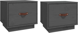 vidaXL - Nachtkastjes - 2 - st - 40x34x35 - cm - massief - grenenhout - grijs