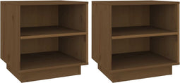 vidaXL - Nachtkastjes - 2 - st - 40x34x40 - cm - massief - grenenhout - honingbruin