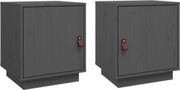 vidaXL - Nachtkastjes - 2 - st - 40x34x45 - cm - massief - grenenhout - grijs