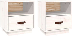 vidaXL - Nachtkastjes - 2 - st - 40x34x45 - cm - massief - grenenhout - wit
