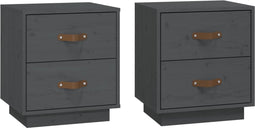 vidaXL - Nachtkastjes - 2 - st - 40x34x45 - cm - massief - grenenhout - grijs