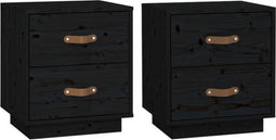 vidaXL - Nachtkastjes - 2 - st - 40x34x45 - cm - massief - grenenhout - zwart
