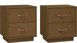 vidaXL - Nachtkastjes - 2 - st - 40x34x45 - cm - massief - grenenhout - honingbruin