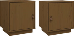 vidaXL - Nachtkastjes - 2 - st - 40x34x45 - cm - massief - grenenhout - honingbruin
