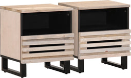 vidaXL - Nachtkastjes - 2 - st - 40x34x46 - cm - massief - gebleekt - mangohout