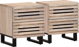 vidaXL - Nachtkastjes - 2 - st - 40x34x46 - cm - massief - gebleekt - mangohout