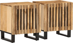 vidaXL - Nachtkastjes - 2 - st - 40x34x46 - cm - massief - ruw - mangohout
