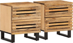 vidaXL - Nachtkastjes - 2 - st - 40x34x46 - cm - massief - ruw - mangohout