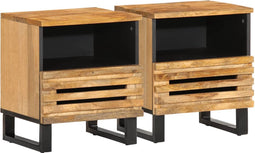 vidaXL - Nachtkastjes - 2 - st - 40x34x46 - cm - massief - ruw - mangohout