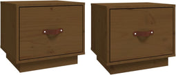 vidaXL - Nachtkastjes - 2 - st - 40x34x55 - cm - massief - grenenhout - honingbruin