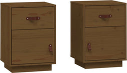 vidaXL - Nachtkastjes - 2 - st - 40x34x55 - cm - massief - grenenhout - honingbruin