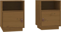 vidaXL - Nachtkastjes - 2 - st - 40x34x55 - cm - massief - grenenhout - honingbruin