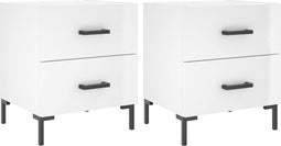 vidaXL - Nachtkastjes - 2 - st - 40x35x47,5 - cm - bewerkt - hout - hoogglans - wit