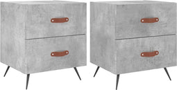 vidaXL - Nachtkastjes - 2 - st - 40x35x47,5 - cm - bewerkt - hout - betongrijs