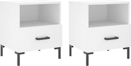 vidaXL - Nachtkastjes - 2 - st - 40x35x47,5 - cm - bewerkt - hout - wit