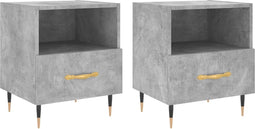 vidaXL - Nachtkastjes - 2 - st - 40x35x47,5 - cm - bewerkt - hout - betongrijs