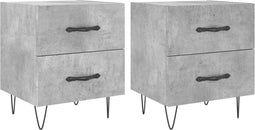 vidaXL - Nachtkastjes - 2 - st - 40x35x47,5 - cm - bewerkt - hout - betongrijs