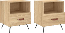 vidaXL - Nachtkastjes - 2 - st - 40x35x47,5 - cm - bewerkt - hout - sonoma - eikenkleur