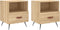 vidaXL - Nachtkastjes - 2 - st - 40x35x47,5 - cm - bewerkt - hout - sonoma - eikenkleur