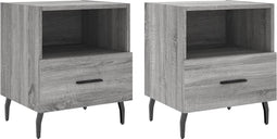 vidaXL - Nachtkastjes - 2 - st - 40x35x47,5 - cm - bewerkt - hout - grijs - sonoma - eiken