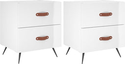vidaXL - Nachtkastjes - 2 - st - 40x35x47,5 - cm - bewerkt - hout - hoogglans - wit