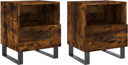 vidaXL - Nachtkastjes - 2 - st - 40x35x47,5 - cm - bewerkt - hout - gerookt - eikenkleur