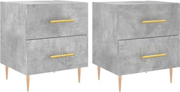 vidaXL - Nachtkastjes - 2 - st - 40x35x47,5 - cm - bewerkt - hout - betongrijs