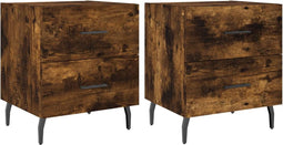 vidaXL - Nachtkastjes - 2 - st - 40x35x47,5 - cm - bewerkt - hout - gerookt - eikenkleur
