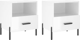 vidaXL - Nachtkastjes - 2 - st - 40x35x47,5 - cm - bewerkt - hout - hoogglans - wit