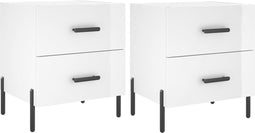 vidaXL - Nachtkastjes - 2 - st - 40x35x47,5 - cm - bewerkt - hout - hoogglans - wit