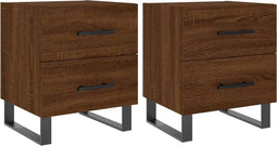 vidaXL - Nachtkastjes - 2 - st - 40x35x47,5 - cm - bewerkt - hout - bruin - eikenkleur