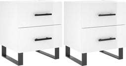 vidaXL - Nachtkastjes - 2 - st - 40x35x47,5 - cm - bewerkt - hout - hoogglans - wit
