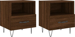 vidaXL - Nachtkastjes - 2 - st - 40x35x47,5 - cm - bewerkt - hout - bruin - eikenkleur