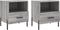 vidaXL - Nachtkastjes - 2 - st - 40x35x47,5 - cm - bewerkt - hout - grijs - sonoma - eiken