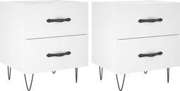 vidaXL - Nachtkastjes - 2 - st - 40x35x47,5 - cm - bewerkt - hout - wit