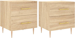 vidaXL - Nachtkastjes - 2 - st - 40x35x47,5 - cm - bewerkt - hout - sonoma - eikenkleur