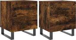 vidaXL - Nachtkastjes - 2 - st - 40x35x47,5 - cm - bewerkt - hout - gerookt - eikenkleur