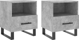 vidaXL - Nachtkastjes - 2 - st - 40x35x47,5 - cm - bewerkt - hout - betongrijs