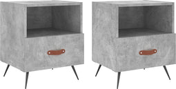 vidaXL - Nachtkastjes - 2 - st - 40x35x47,5 - cm - bewerkt - hout - betongrijs