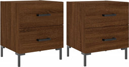vidaXL - Nachtkastjes - 2 - st - 40x35x47,5 - cm - bewerkt - hout - bruin - eikenkleur
