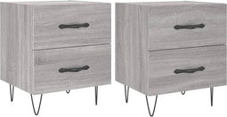 vidaXL - Nachtkastjes - 2 - st - 40x35x47,5 - cm - bewerkt - hout - grijs - sonoma - eiken
