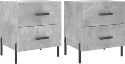 vidaXL - Nachtkastjes - 2 - st - 40x35x47,5 - cm - bewerkt - hout - betongrijs
