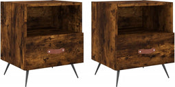 vidaXL - Nachtkastjes - 2 - st - 40x35x47,5 - cm - bewerkt - hout - gerookt - eikenkleur