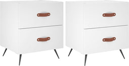 vidaXL - Nachtkastjes - 2 - st - 40x35x47,5 - cm - bewerkt - hout - wit