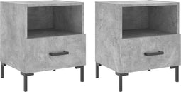 vidaXL - Nachtkastjes - 2 - st - 40x35x47,5 - cm - bewerkt - hout - betongrijs