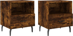 vidaXL - Nachtkastjes - 2 - st - 40x35x47,5 - cm - bewerkt - hout - gerookt - eikenkleur