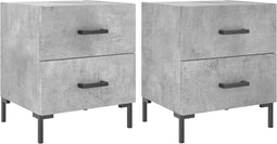 vidaXL - Nachtkastjes - 2 - st - 40x35x47,5 - cm - bewerkt - hout - betongrijs