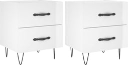 vidaXL - Nachtkastjes - 2 - st - 40x35x47,5 - cm - bewerkt - hout - hoogglans - wit