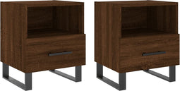 vidaXL - Nachtkastjes - 2 - st - 40x35x47,5 - cm - bewerkt - hout - bruin - eikenkleur